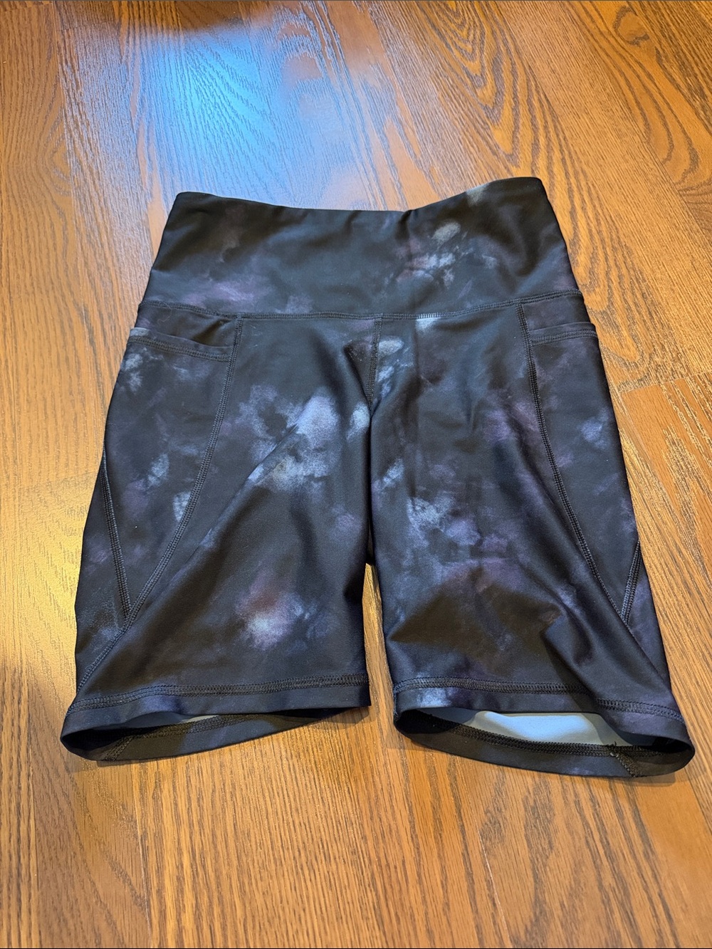 Old Navy Black Tie-Dye High-Rise Bike Shorts